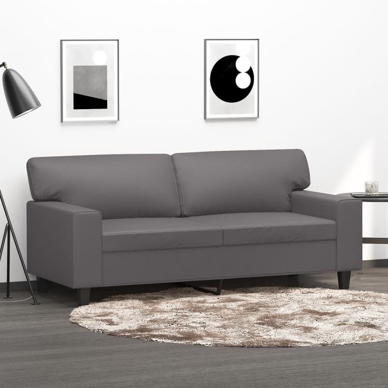 Casa si Gradina - Mobilier - Canapele si coltare - Canapele - Canapea cu 2 locuri, gri, 140 cm, piele ecologica - Infinity.ro