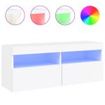 Casa si Gradina - Mobilier - Comode si corpuri - Comode - Comoda TV de perete cu lumini LED, alb, 100x30x40 cm - Infinity.ro