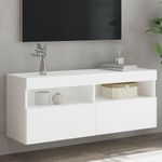 Casa si Gradina - Mobilier - Comode si corpuri - Comode - Comoda TV de perete cu lumini LED, alb, 100x30x40 cm - Infinity.ro