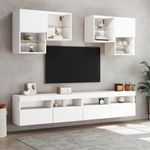 Casa si Gradina - Mobilier - Comode si corpuri - Comode - Comoda TV de perete cu lumini LED, alb, 100x30x40 cm - Infinity.ro