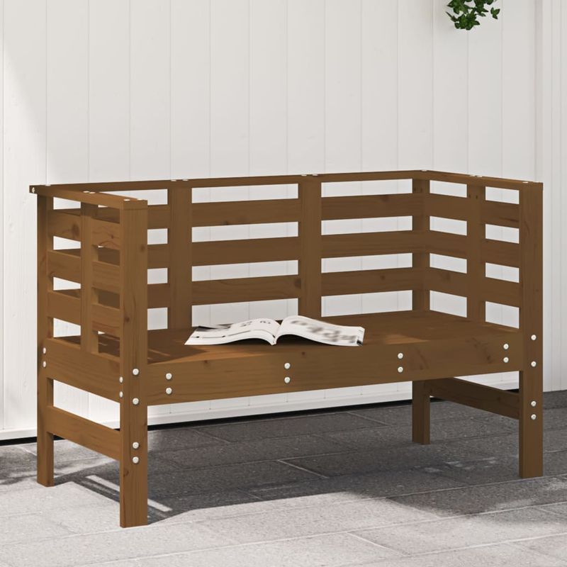 Casa si Gradina - Gradina si terasa - Mobilier exterior - Bancute de gradina - Banca de gradina, maro miere, 111,5x53x71 cm, lemn masiv pin - Infinity.ro