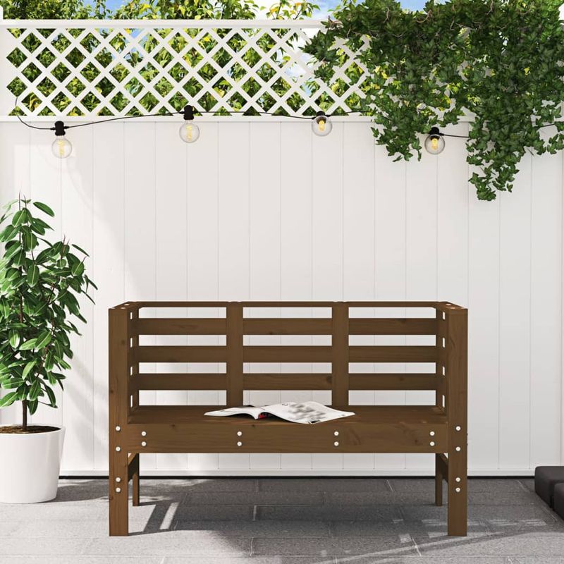 Casa si Gradina - Gradina si terasa - Mobilier exterior - Bancute de gradina - Banca de gradina, maro miere, 111,5x53x71 cm, lemn masiv pin - Infinity.ro