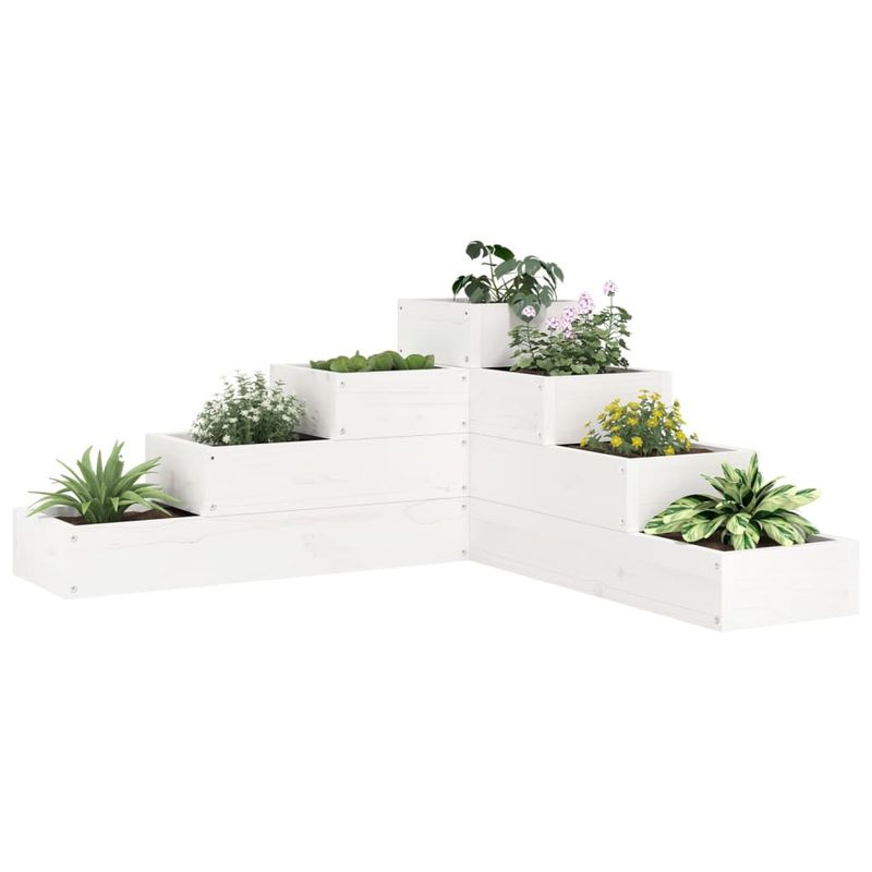 Casa si Gradina - Gradinarit si plante - Plante si ghivece - Ghivece si suporturi - Jardiniera gradina 4 niveluri, alb 80,5x79x36 cm lemn masiv pin - Infinity.ro