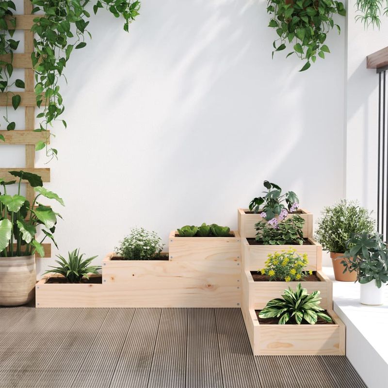 Casa si Gradina - Gradinarit si plante - Plante si ghivece - Ghivece si suporturi - Jardiniera gradina cu 4 niveluri, 106x104,5x36 cm lemn pin - Infinity.ro