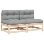 Casa si Gradina - Gradina si terasa - Mobilier exterior - Canapele si fotolii gradina - Canapele de gradina fara cotiere cu perne 2 buc. lemn masiv pin, maro și gri - Infinity.ro