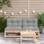 Casa si Gradina - Gradina si terasa - Mobilier exterior - Canapele si fotolii gradina - Canapele de gradina fara cotiere cu perne 2 buc. lemn masiv pin, maro și gri - Infinity.ro