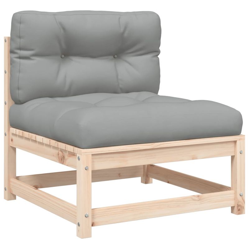 Casa si Gradina - Gradina si terasa - Mobilier exterior - Canapele si fotolii gradina - Canapele de gradina fara cotiere cu perne 2 buc. lemn masiv pin, maro și gri - Infinity.ro