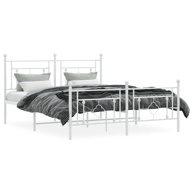 Casa si Gradina - Mobilier - Paturi si accesorii - Paturi - Cadru de pat metalic cu tablie, alb, 160x200 cm - Infinity.ro