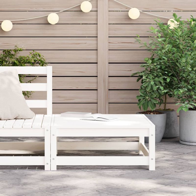 Casa si Gradina - Gradina si terasa - Mobilier exterior - Canapele si fotolii gradina - Taburet de gradina, alb, 70x70x30 cm, lemn masiv de pin - Infinity.ro