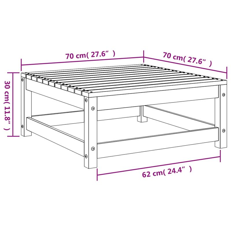 Casa si Gradina - Gradina si terasa - Mobilier exterior - Canapele si fotolii gradina - Taburet de gradina, alb, 70x70x30 cm, lemn masiv de pin - Infinity.ro