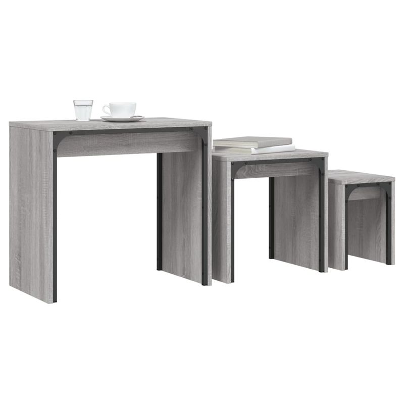 Casa si Gradina - Mobilier - Mese si birouri - Masute de cafea - Mese suprapuse de cafea, 3 buc, sonoma gri, lemn prelucrat - Infinity.ro