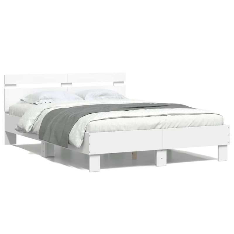 Casa si Gradina - Mobilier - Paturi si accesorii - Paturi - Cadru de pat cu tablie, alb, 120x200 cm, lemn prelucrat - Infinity.ro