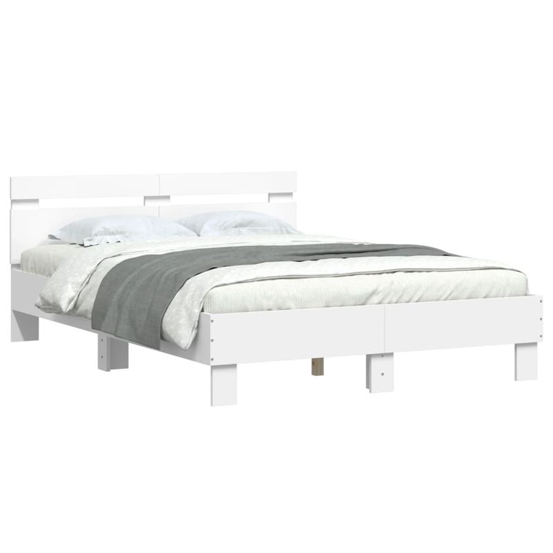 Casa si Gradina - Mobilier - Paturi si accesorii - Paturi - Cadru de pat cu tablie, alb, 120x200 cm, lemn prelucrat - Infinity.ro