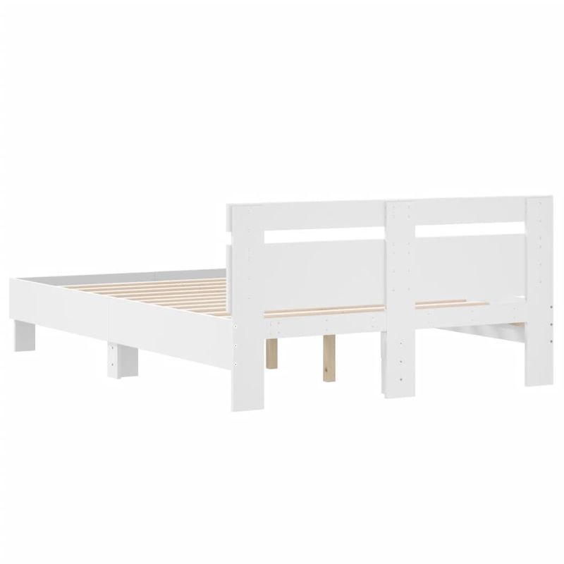 Casa si Gradina - Mobilier - Paturi si accesorii - Paturi - Cadru de pat cu tablie, alb, 120x200 cm, lemn prelucrat - Infinity.ro