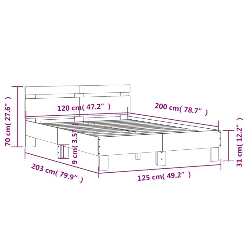 Casa si Gradina - Mobilier - Paturi si accesorii - Paturi - Cadru de pat cu tablie, alb, 120x200 cm, lemn prelucrat - Infinity.ro