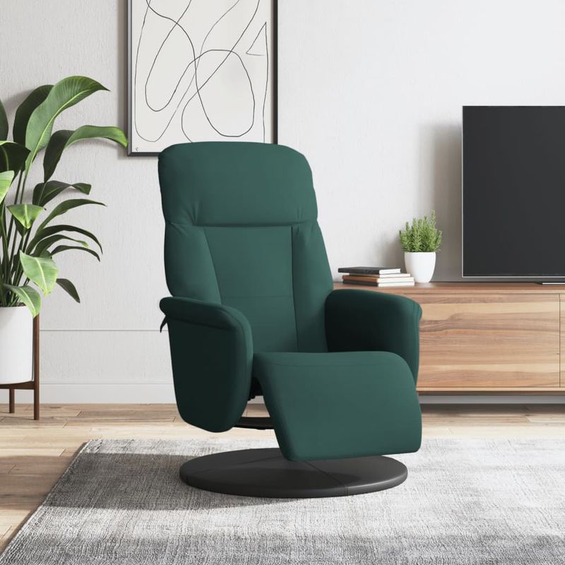 Casa si Gradina - Mobilier - Scaune si fotolii - Fotolii - Fotoliu de relaxare cu taburet, verde inchis, catifea - Infinity.ro