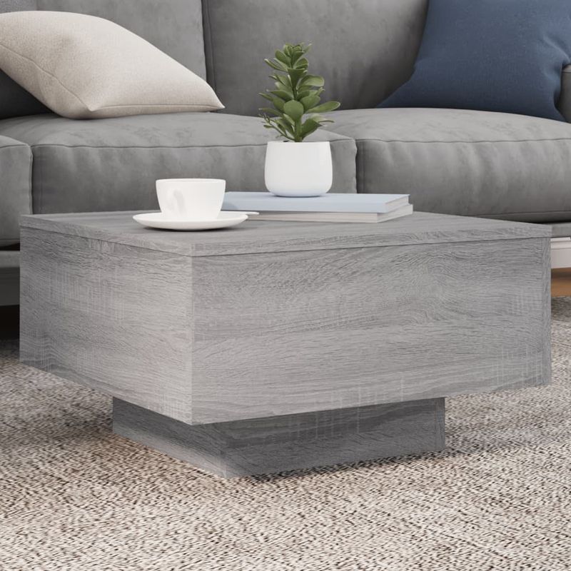 Casa si Gradina - Mobilier - Mese si birouri - Masute de cafea - Masuta de cafea cu lumini LED, gri sonoma, 55x55x31 cm - Infinity.ro