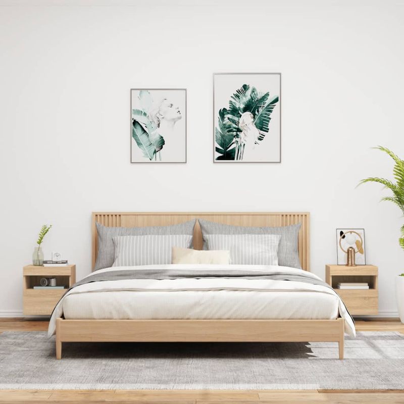 Casa si Gradina - Mobilier - Comode si corpuri - Comode - Comoda TV de perete cu LED, 2 buc. stejar sonoma, 40x30x40 cm - Infinity.ro