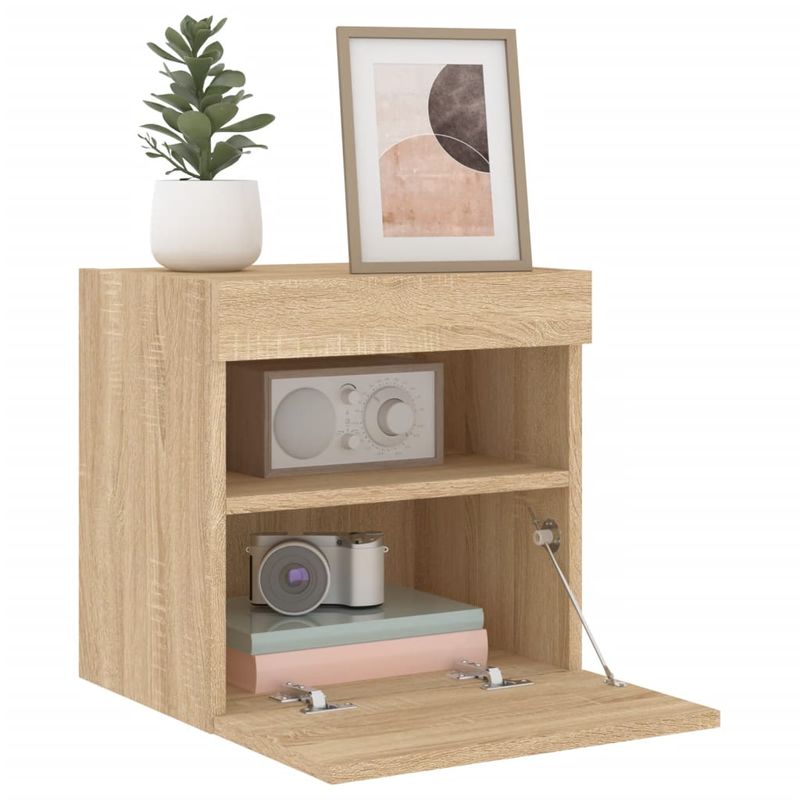 Casa si Gradina - Mobilier - Comode si corpuri - Comode - Comoda TV de perete cu LED, 2 buc. stejar sonoma, 40x30x40 cm - Infinity.ro