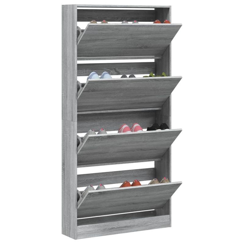 Casa si Gradina - Mobilier - Organizare si depozitare - Organizator incaltaminte - Pantofar cu 4 sertare rabatabile, gri sonoma, 80x21x163,5 cm - Infinity.ro
