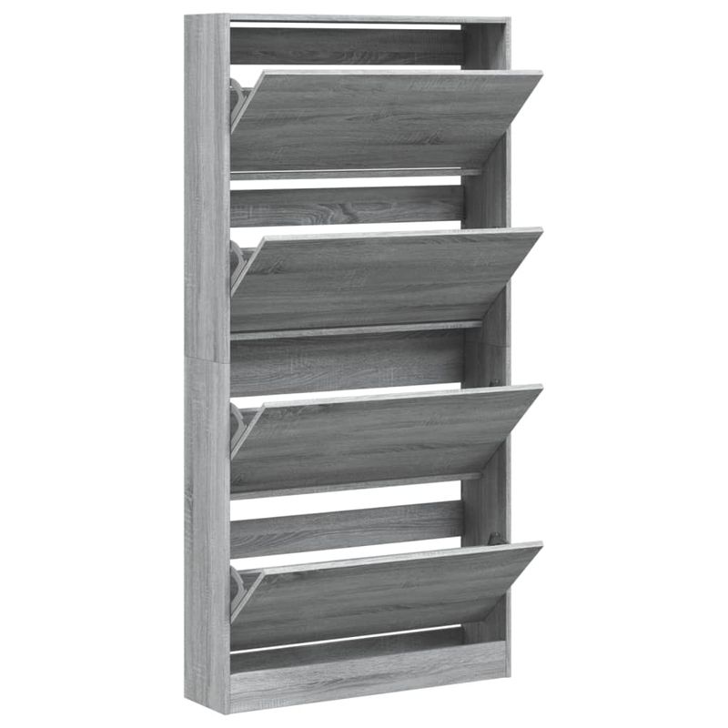 Casa si Gradina - Mobilier - Organizare si depozitare - Organizator incaltaminte - Pantofar cu 4 sertare rabatabile, gri sonoma, 80x21x163,5 cm - Infinity.ro