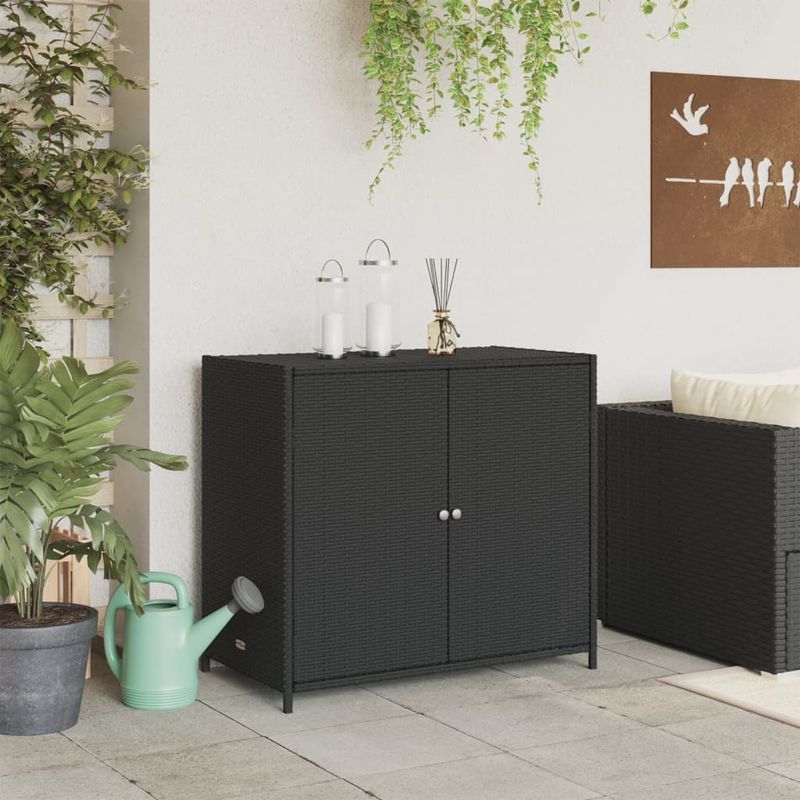 Casa si Gradina - Gradina si terasa - Mobilier exterior - Dulapuri si lazi depozitare exterior - Dulap depozitare de gradina, negru, 83x45x76 cm, poliratan - Infinity.ro