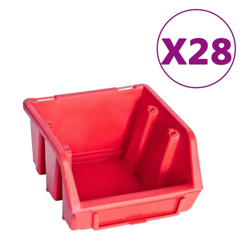 Casa si Gradina - Constructii - Depozitare, transport si protectie - Organizatoare si cutii scule - Set cutii depozitare 141 piese cu panouri de perete, rosu&negru - Infinity.ro