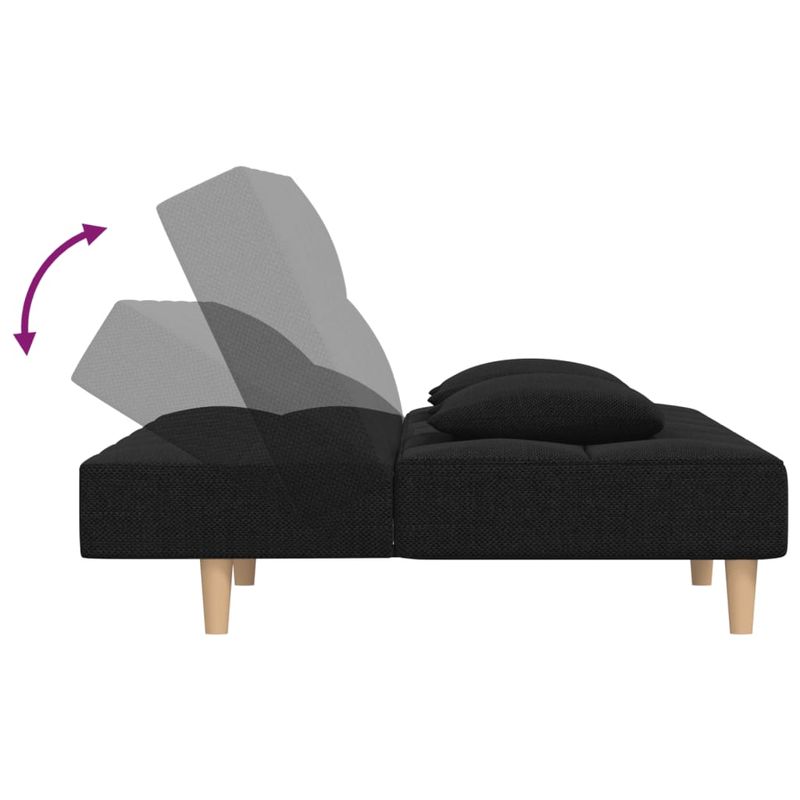 Casa si Gradina - Mobilier - Canapele si coltare - Canapele - Canapea extensibila cu 2 locuri, 2 perne, negru, textil - Infinity.ro