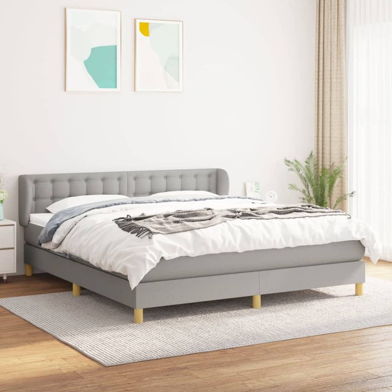 Casa si Gradina - Mobilier - Paturi si accesorii - Paturi - Pat continental, gri deschis, 180x200 cm, material textil - Infinity.ro