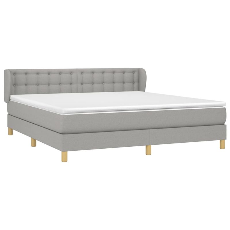 Casa si Gradina - Mobilier - Paturi si accesorii - Paturi - Pat continental, gri deschis, 180x200 cm, material textil - Infinity.ro