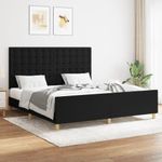 Casa si Gradina - Mobilier - Paturi si accesorii - Paturi - Cadru de pat cu tablie, negru, 160x200 cm, textil - Infinity.ro