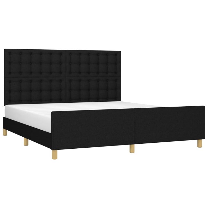 Casa si Gradina - Mobilier - Paturi si accesorii - Paturi - Cadru de pat cu tablie, negru, 160x200 cm, textil - Infinity.ro