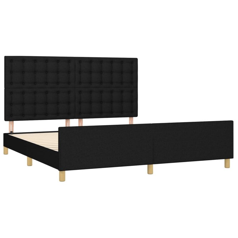 Casa si Gradina - Mobilier - Paturi si accesorii - Paturi - Cadru de pat cu tablie, negru, 160x200 cm, textil - Infinity.ro