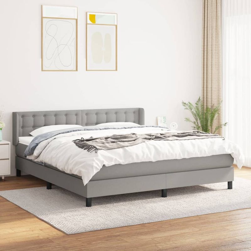 Casa si Gradina - Mobilier - Paturi si accesorii - Paturi - Pat continental, gri deschis, 180x200 cm, material textil - Infinity.ro