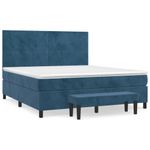 Casa si Gradina - Mobilier - Paturi si accesorii - Paturi - Pat box spring cu saltea, albastru inchis, 160x200 cm, catifea - Infinity.ro