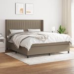 Casa si Gradina - Mobilier - Paturi si accesorii - Paturi - Pat box spring cu saltea, gri taupe, 160x200 cm material textil - Infinity.ro