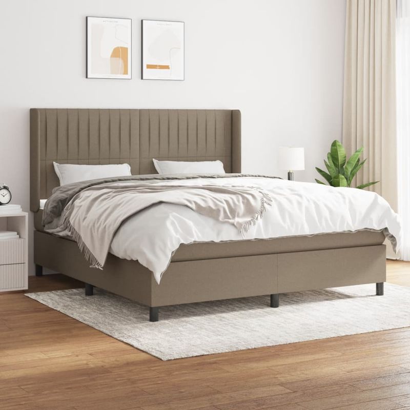 Casa si Gradina - Mobilier - Paturi si accesorii - Paturi - Pat box spring cu saltea, gri taupe, 160x200 cm material textil - Infinity.ro