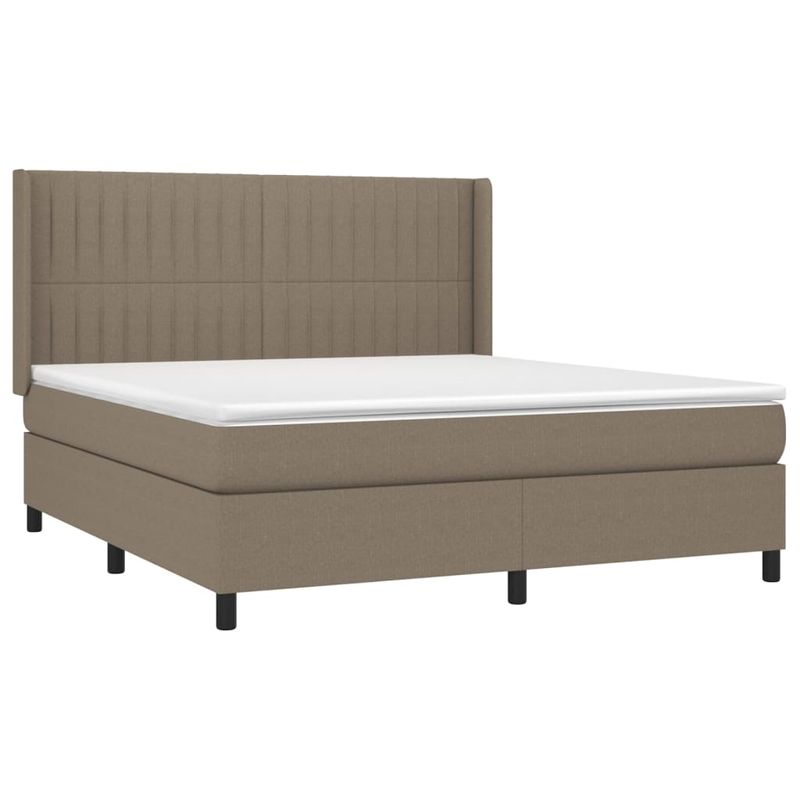 Casa si Gradina - Mobilier - Paturi si accesorii - Paturi - Pat box spring cu saltea, gri taupe, 160x200 cm material textil - Infinity.ro