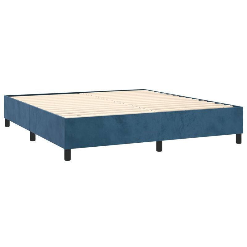 Casa si Gradina - Mobilier - Paturi si accesorii - Paturi - Pat box spring cu saltea, albastru inchis, 180x200 cm, catifea - Infinity.ro