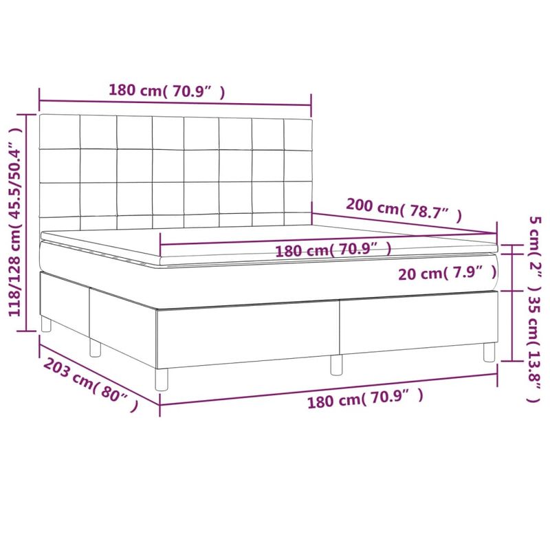 Casa si Gradina - Mobilier - Paturi si accesorii - Paturi - Pat box spring cu saltea, albastru inchis, 180x200 cm, catifea - Infinity.ro