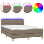 Casa si Gradina - Mobilier - Paturi si accesorii - Paturi - Pat cu arcuri, saltea si LED, gri taupe, 140x190 cm, textil - Infinity.ro