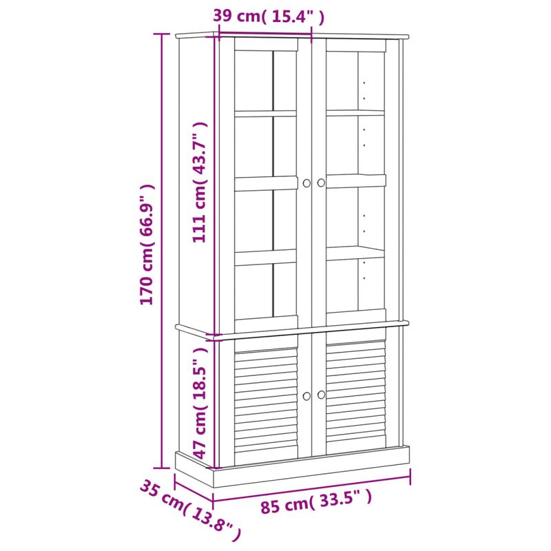 Casa si Gradina - Mobilier - Biblioteci si rafturi - Biblioteci - Vitrina de sticla VIGO, alb, 85x35x170 cm, lemn masiv de pin - Infinity.ro