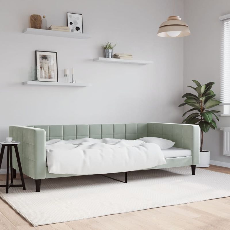 Casa si Gradina - Mobilier - Paturi si accesorii - Paturi - Cadru de pat, gri deschis, 100x200 cm, catifea - Infinity.ro