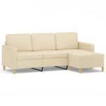Casa si Gradina - Mobilier - Canapele si coltare - Canapele - Canapea cu 3 locuri cu taburet, crem, 180 cm, material textil - Infinity.ro