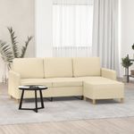 Casa si Gradina - Mobilier - Canapele si coltare - Canapele - Canapea cu 3 locuri cu taburet, crem, 180 cm, material textil - Infinity.ro