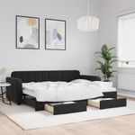 Casa si Gradina - Mobilier - Paturi si accesorii - Paturi - Pat de zi cu extensie si sertare, negru, 80x200 cm, catifea - Infinity.ro