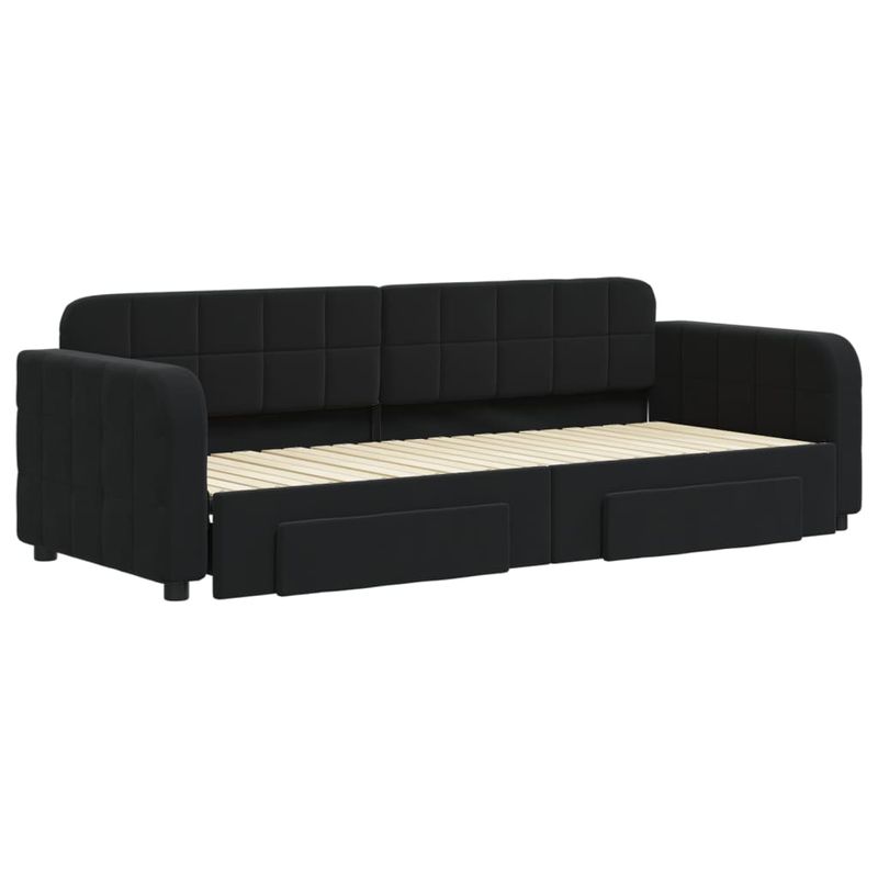 Casa si Gradina - Mobilier - Paturi si accesorii - Paturi - Pat de zi cu extensie si sertare, negru, 80x200 cm, catifea - Infinity.ro