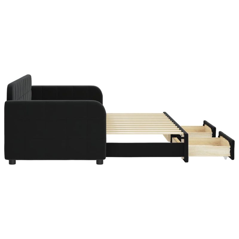 Casa si Gradina - Mobilier - Paturi si accesorii - Paturi - Pat de zi cu extensie si sertare, negru, 80x200 cm, catifea - Infinity.ro