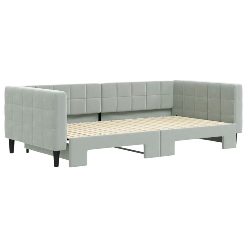 Casa si Gradina - Mobilier - Paturi si accesorii - Paturi - Pat de zi cu extensie, gri deschis, 100x200 cm, catifea - Infinity.ro