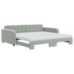 Casa si Gradina - Mobilier - Paturi si accesorii - Paturi - Pat de zi cu extensie si saltele gri deschis 100x200 cm catifea - Infinity.ro